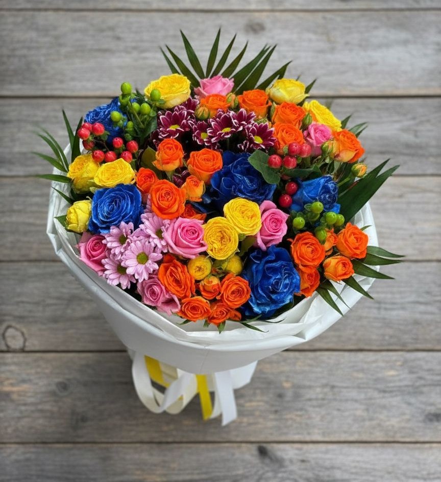 Букет цветов из: Розы и Хризантемы в Починках