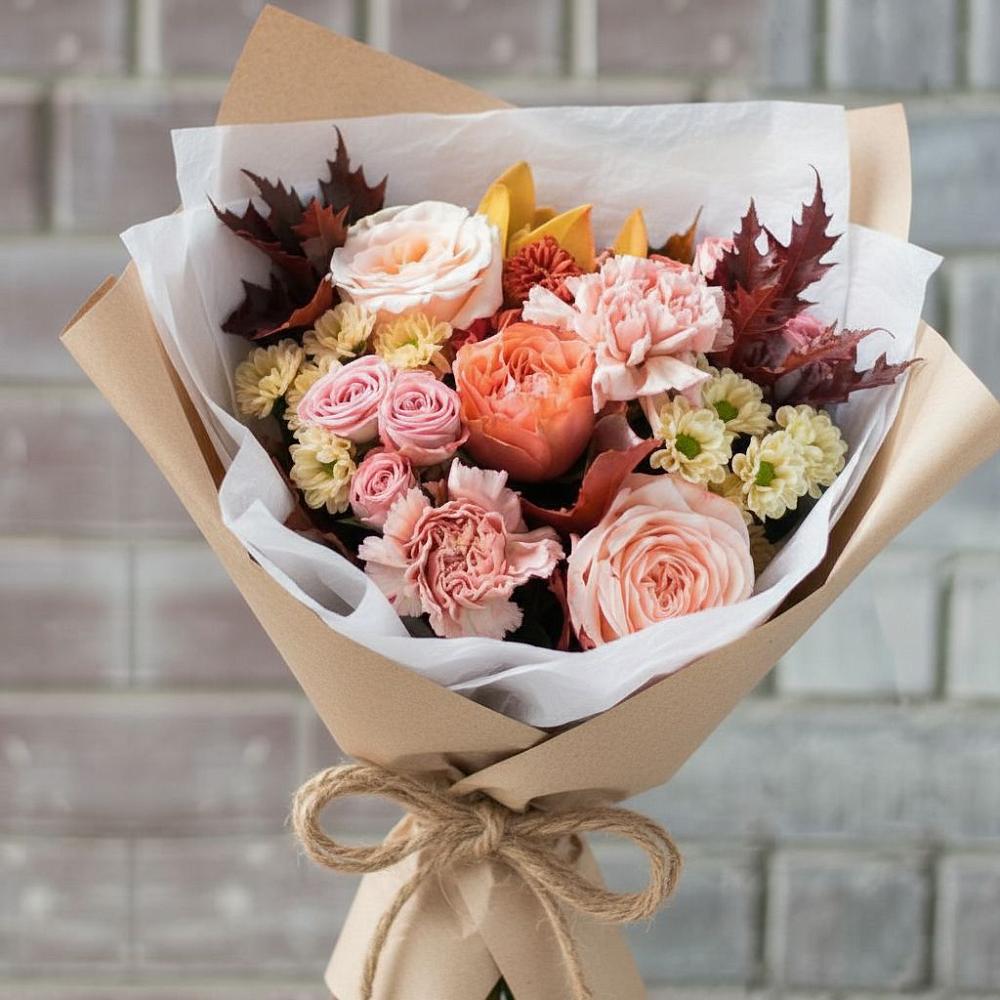 Букет цветов из: Гвоздики, Хризантемы и Розы в Починках