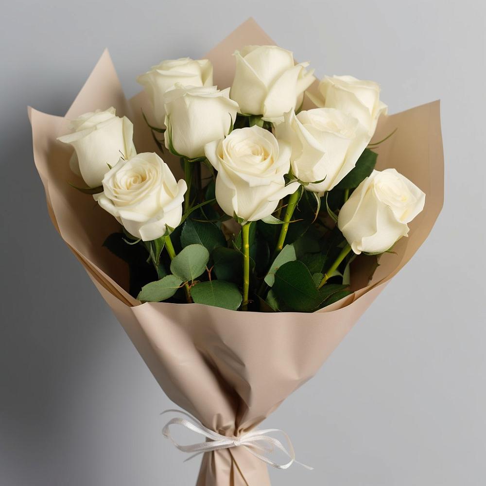 Букет 9 Белых роз Эдлесс Лав в Починках