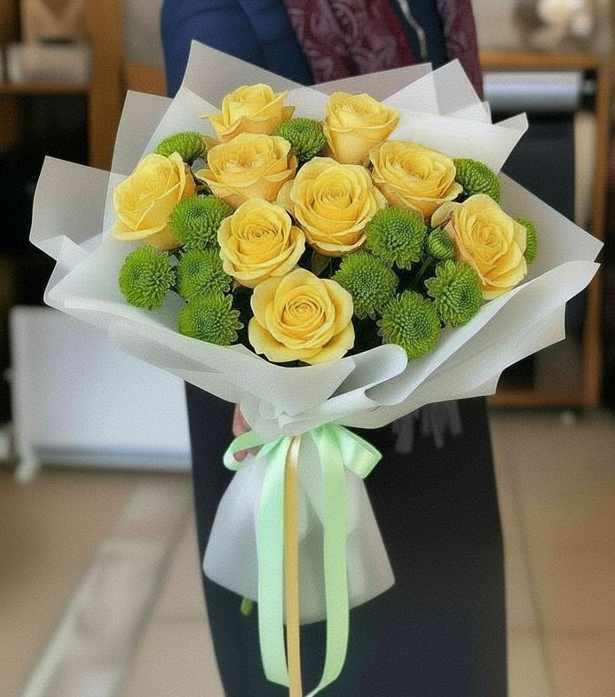 Букет цветов из: Хризантемы и Розы в Починках