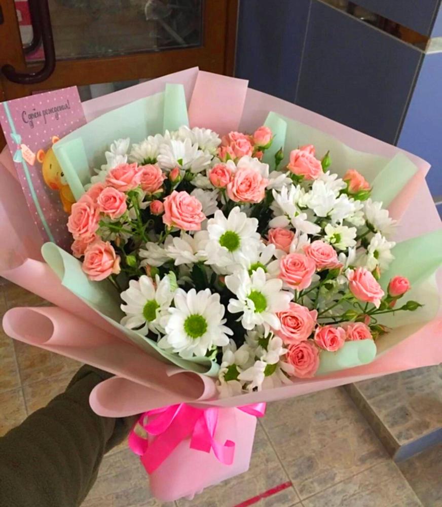 Букет цветов из: Розы и Хризантемы в Починках