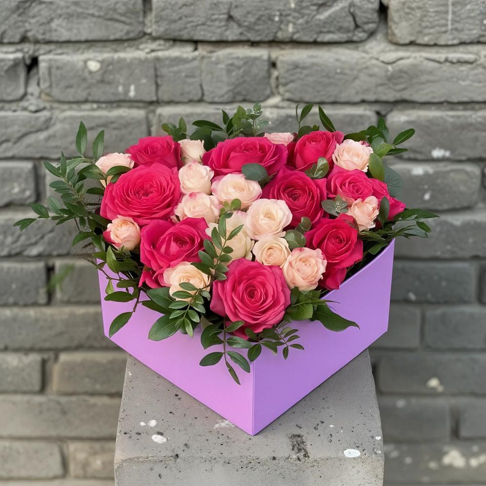 Цветочная композиция из Розы в коробке в Починках