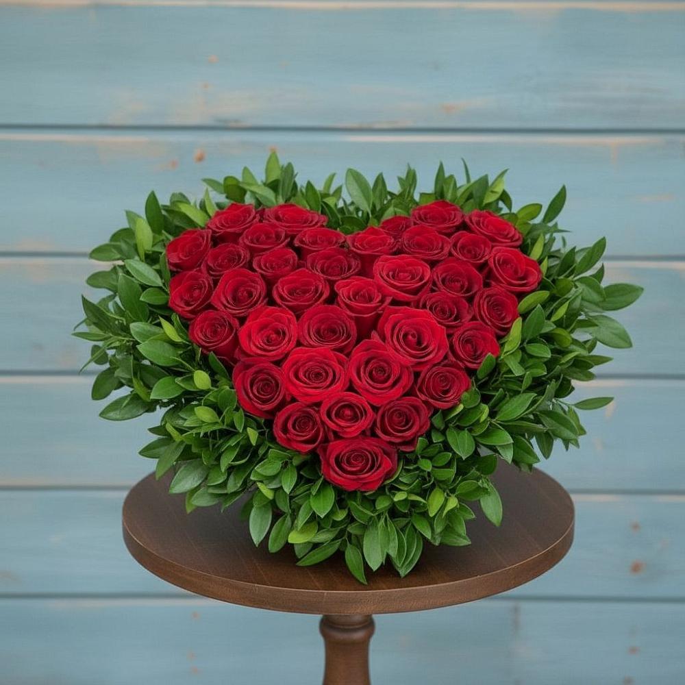 Цветочная композиция из Розы в виде сердца в Починках