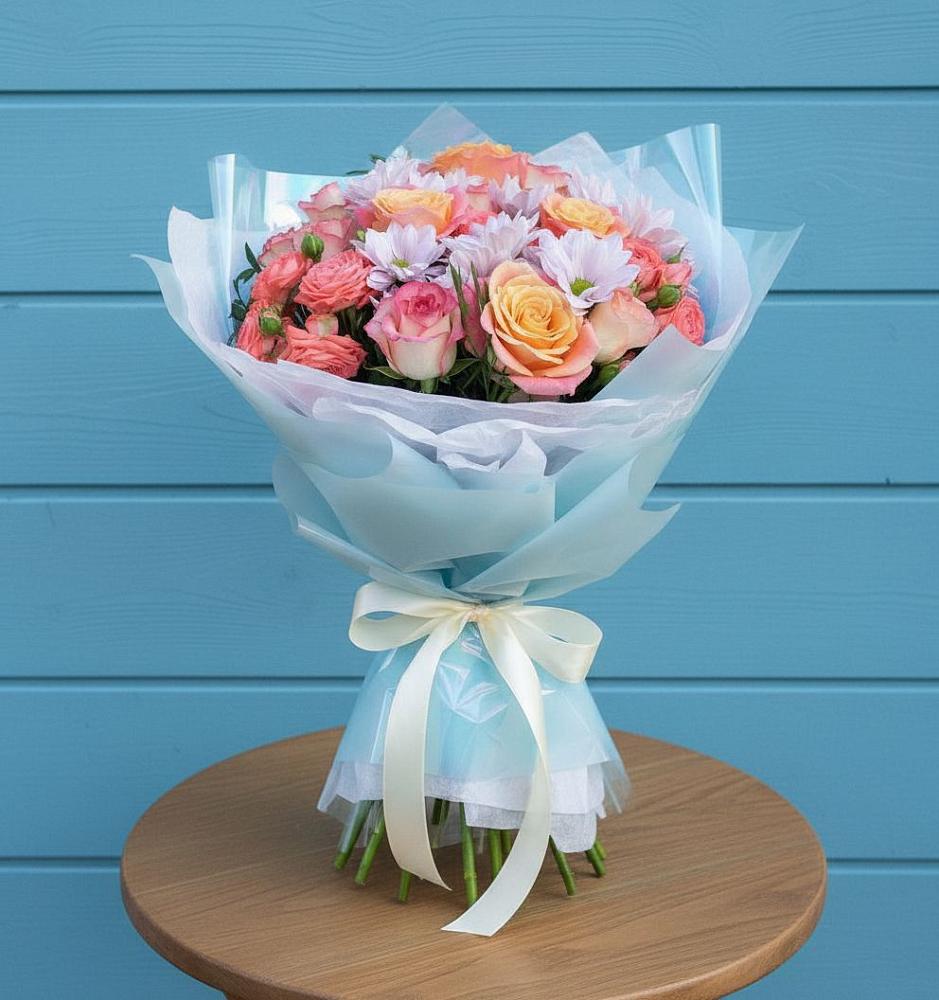 Букет цветов из: Хризантемы и Розы в Починках