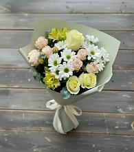 Букет цветов из:  Альстромерии, Розы и Хризантемы в Починках